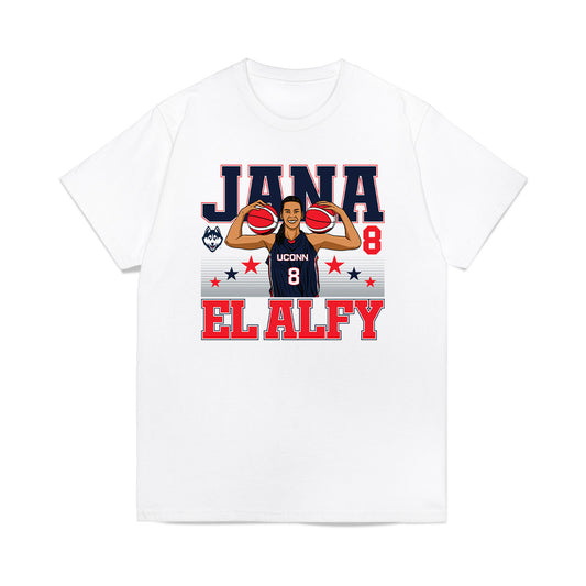 UConn - NCAA Women's Basketball : Jana El Alfy - Caricature Premium T-Shirt-0