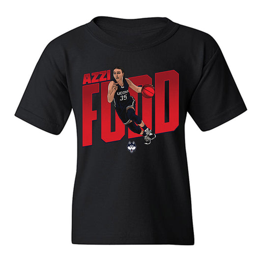 UConn - NCAA Women's Basketball : Azzi Fudd - Caricature Youth T-Shirt-0