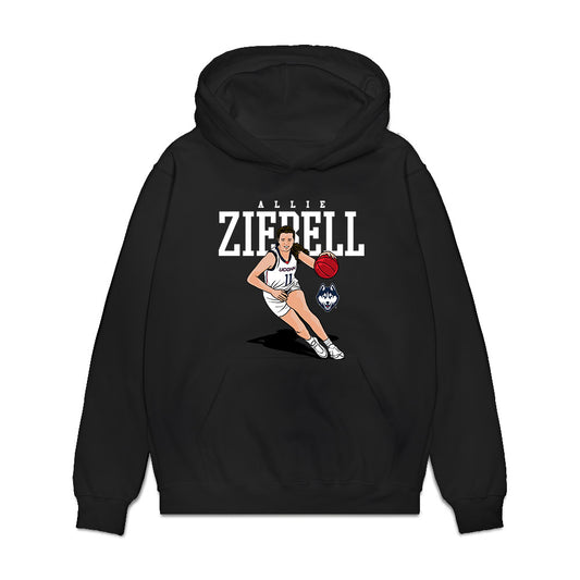 UConn - NCAA Women's Basketball : Allie Ziebell - Caricature Premium Hooded Sweatshirt-0