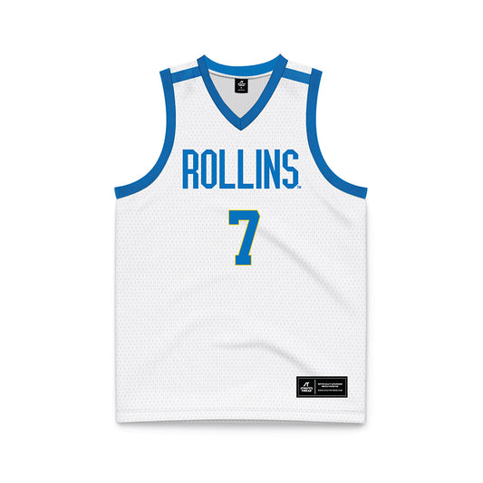 Rollins - NCAA Men's Basketball : Cheo james - White Basketball Jersey-0