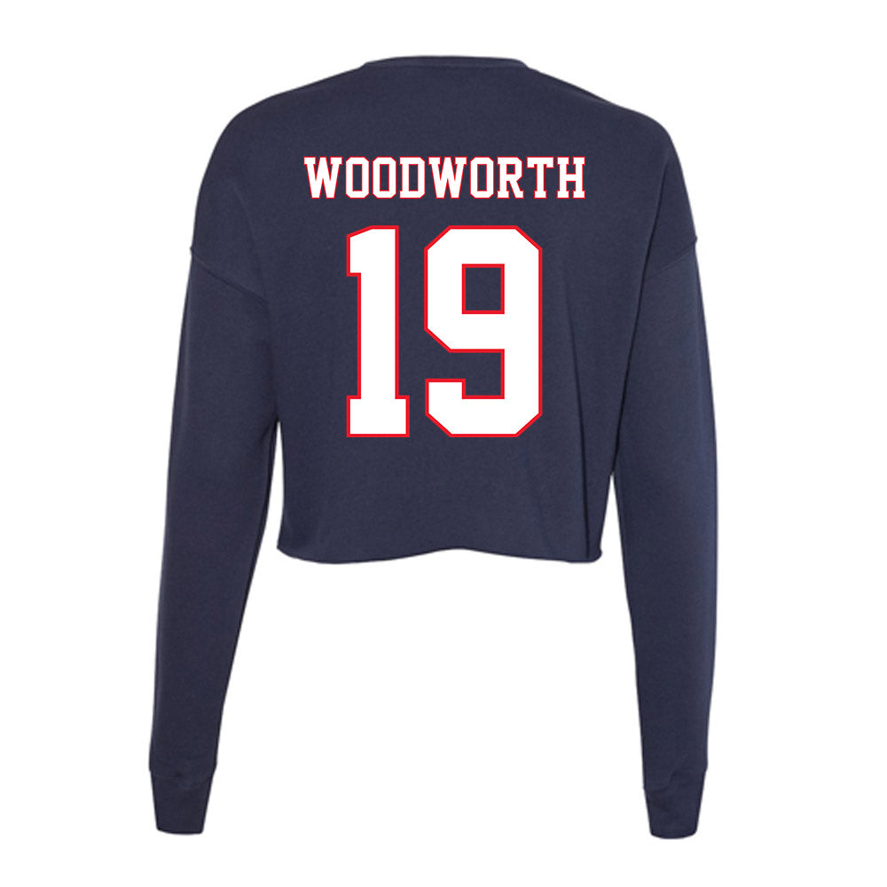 UConn - NCAA Women's Ice Hockey : Megan Woodworth - Women's Cropped Crew Fleece-1