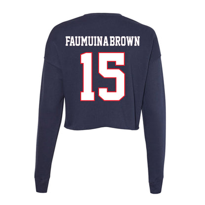 UConn - NCAA Football : Tui Faumuina-Brown - Women's Cropped Crew Fleece-1