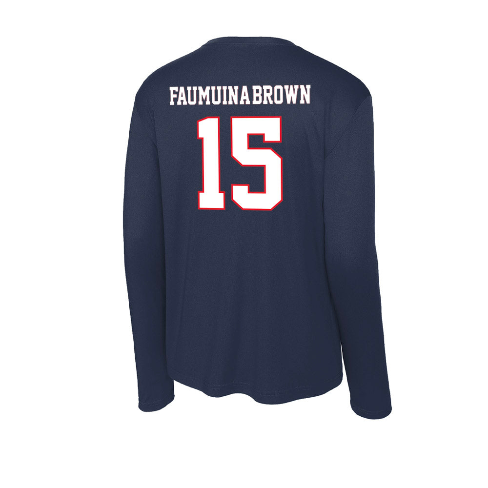 UConn - NCAA Football : Tui Faumuina-Brown - Activewear Long Sleeve T-Shirt-1