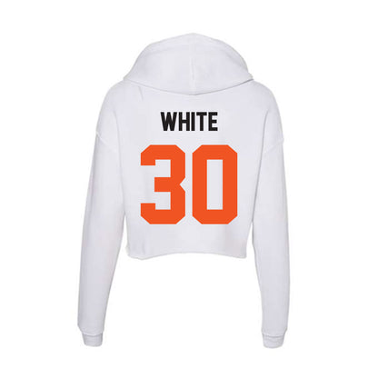 Oklahoma State - NCAA Football : Trip White - Women's Crop Fleece Hoodie-1