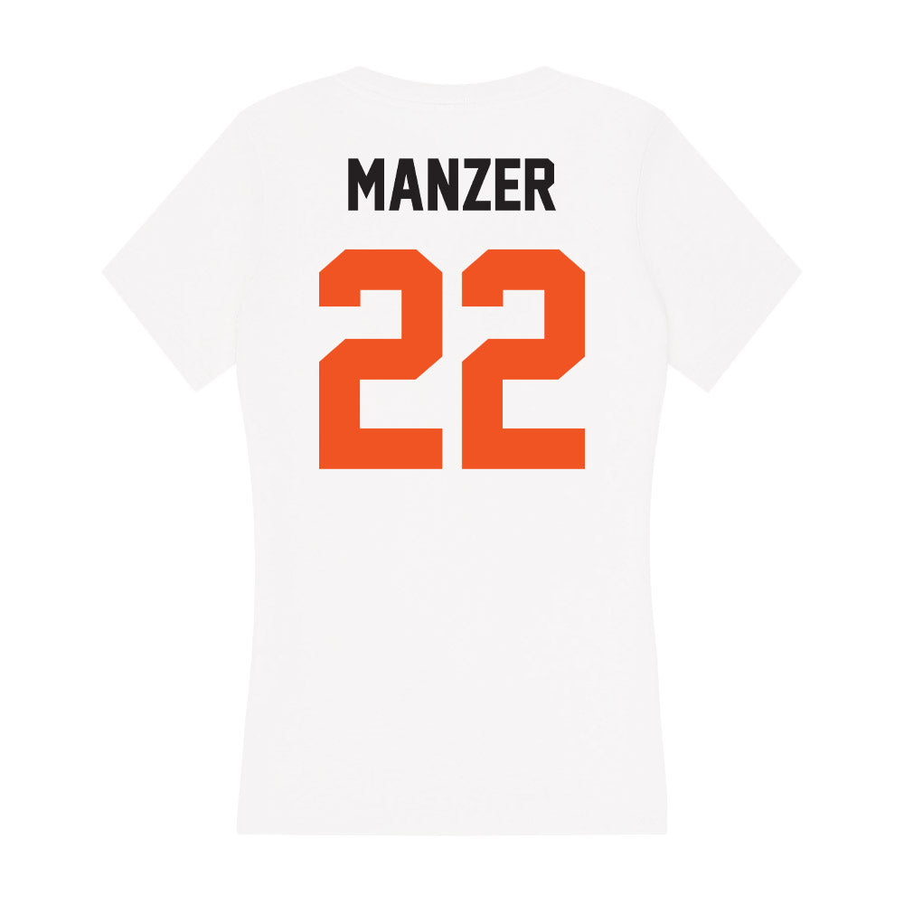 Oklahoma State - NCAA Men's Basketball : Brooks Manzer - Women's V-Neck T-Shirt-1