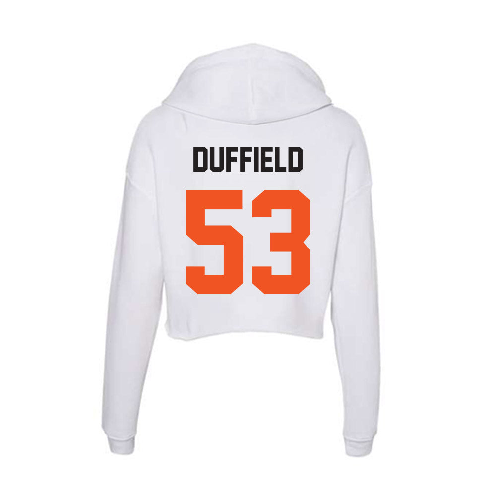 Oklahoma State - NCAA Football : Jaxson Duffield - Women's Crop Fleece Hoodie-1