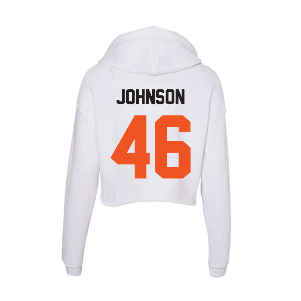 Oklahoma State - NCAA Football : Temerrick Johnson - Women's Crop Fleece Hoodie-1