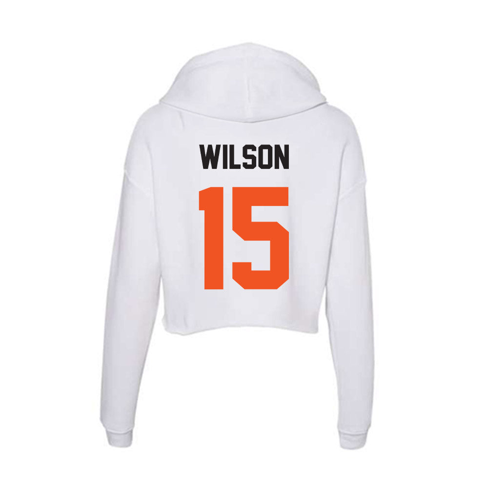 Oklahoma State - NCAA Football : Garret Wilson - Women's Crop Fleece Hoodie-1