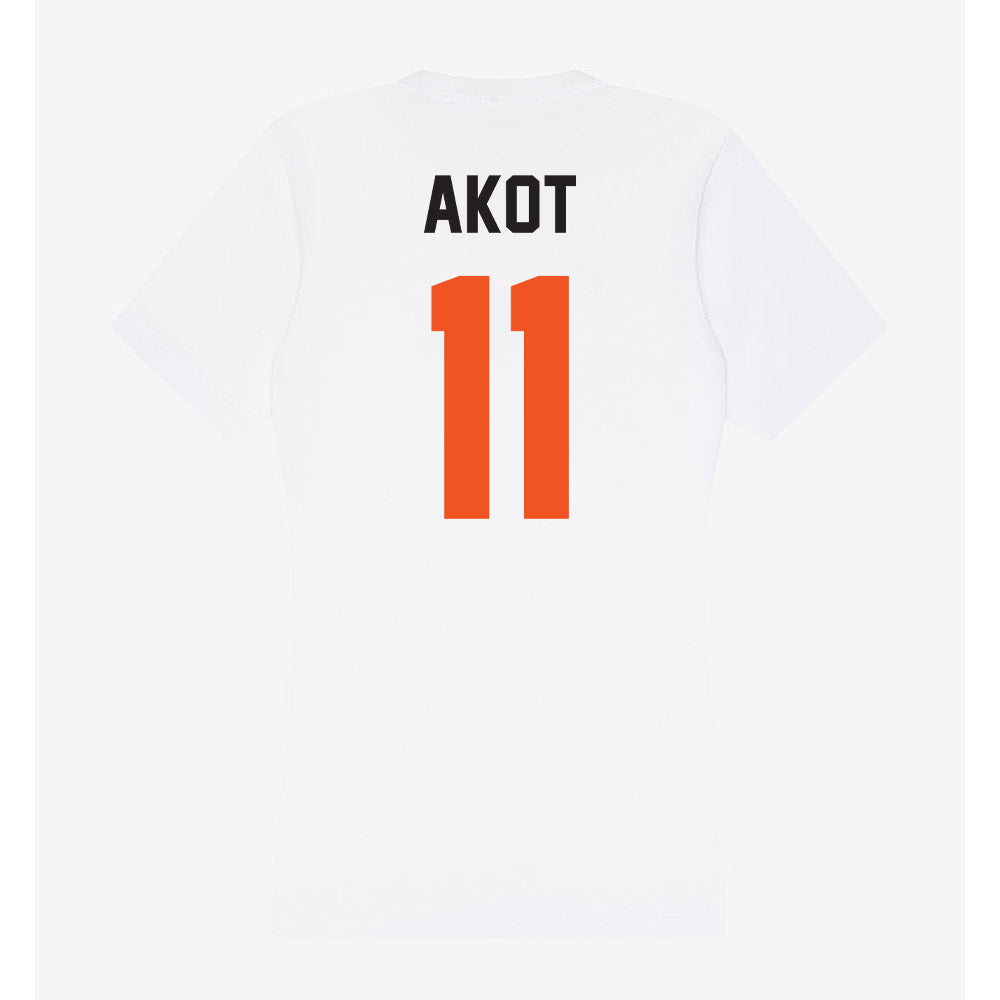 Oklahoma State - NCAA Women's Basketball : Achol Akot - Women's V-Neck T-Shirt-1