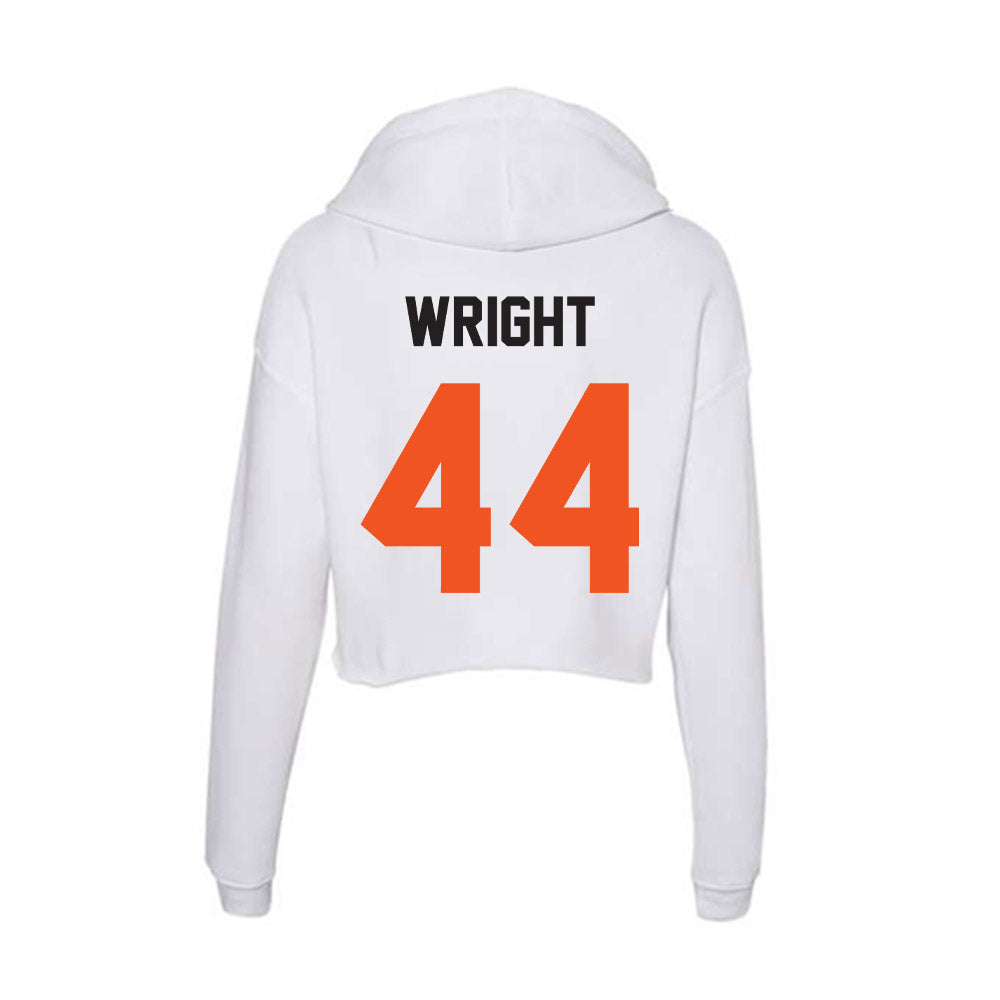 Oklahoma State - NCAA Football : Justin Wright - Women's Crop Fleece Hoodie-1