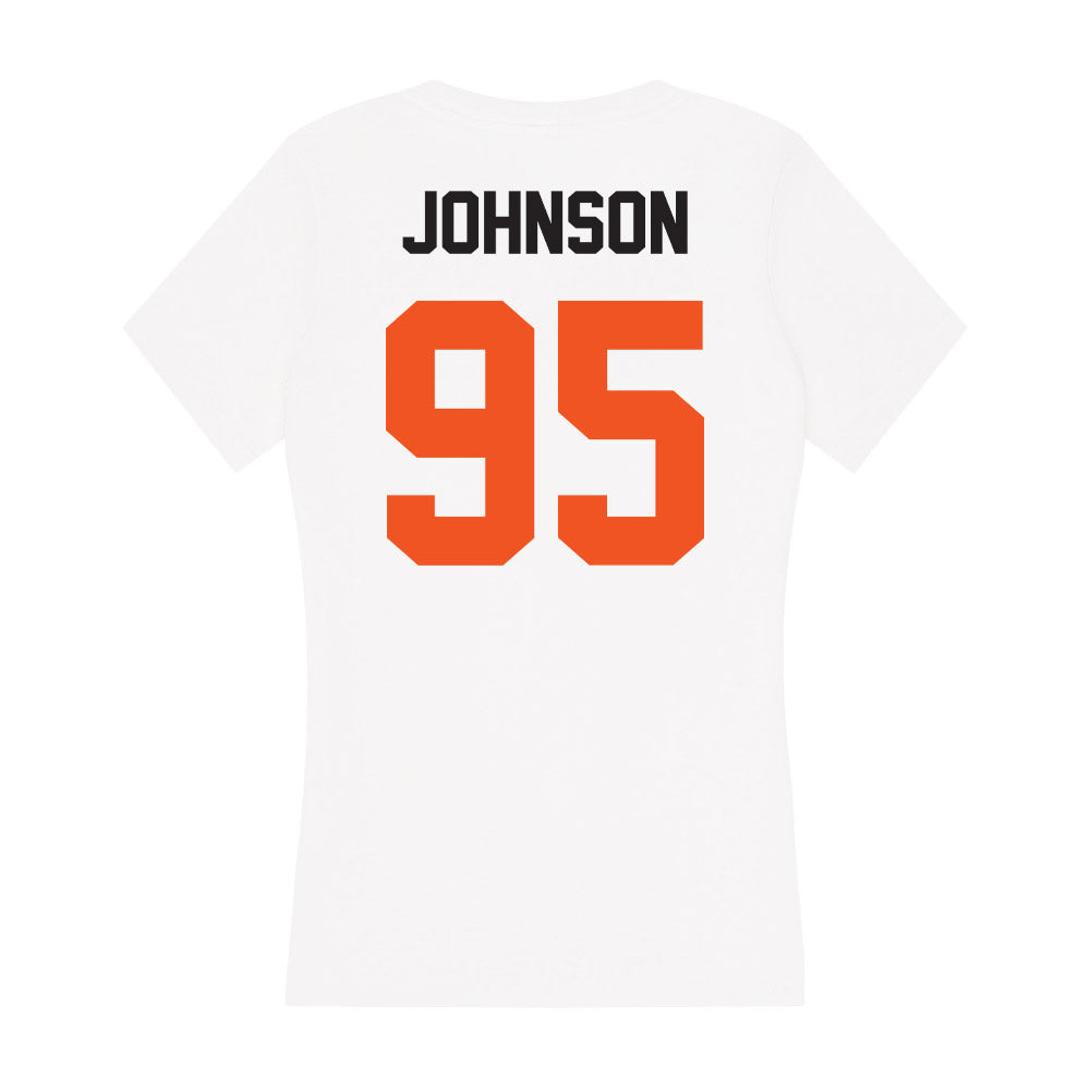 Oklahoma State - NCAA Football : Jaleel Johnson - Women's V-Neck T-Shirt-1