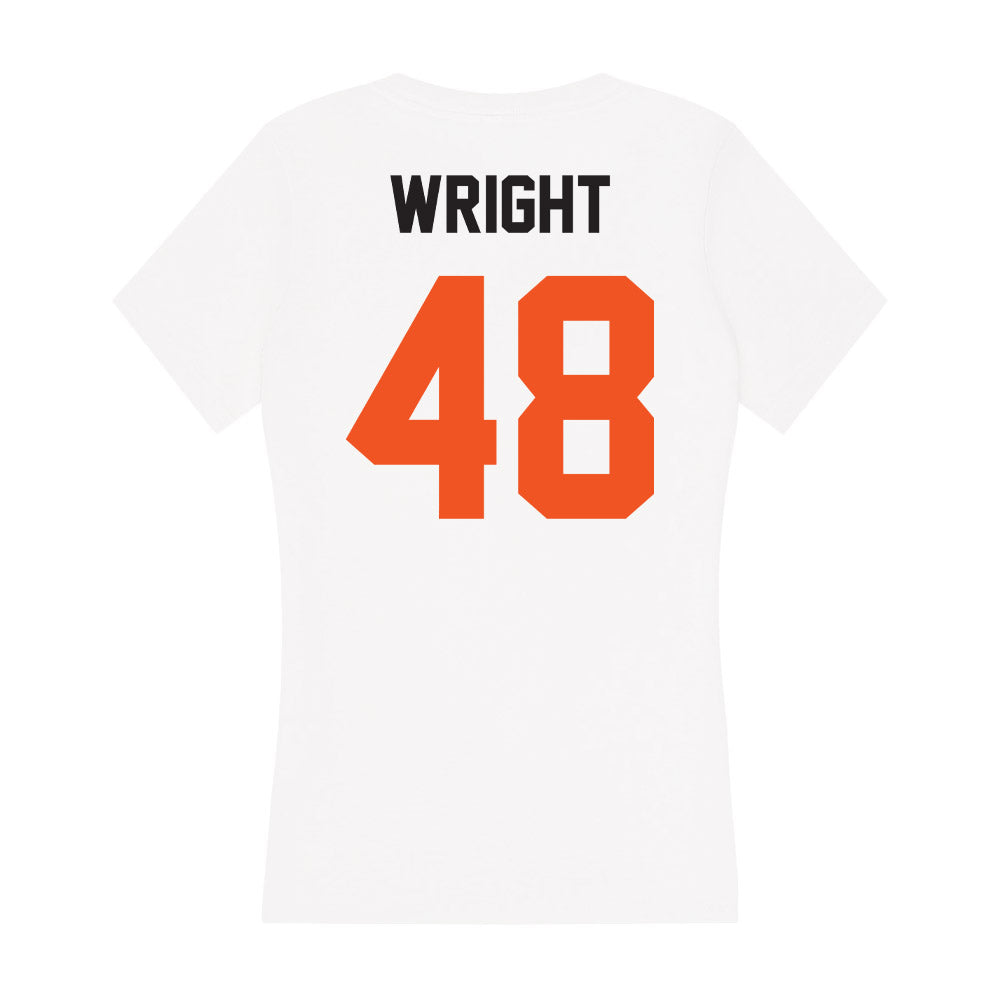 Oklahoma State - NCAA Football : Elijah Wright - Women's V-Neck T-Shirt-1