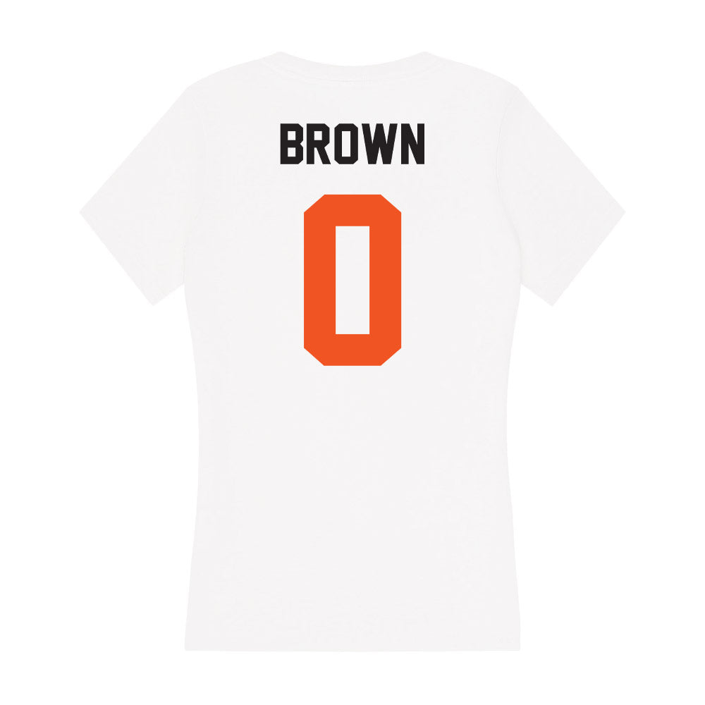 Oklahoma State - NCAA Men's Basketball : Naz Brown - Women's V-Neck T-Shirt-1