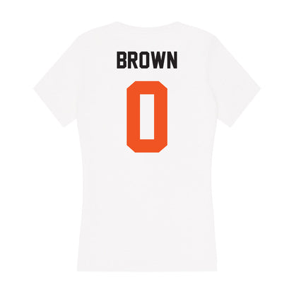 Oklahoma State - NCAA Men's Basketball : Naz Brown - Women's V-Neck T-Shirt-1