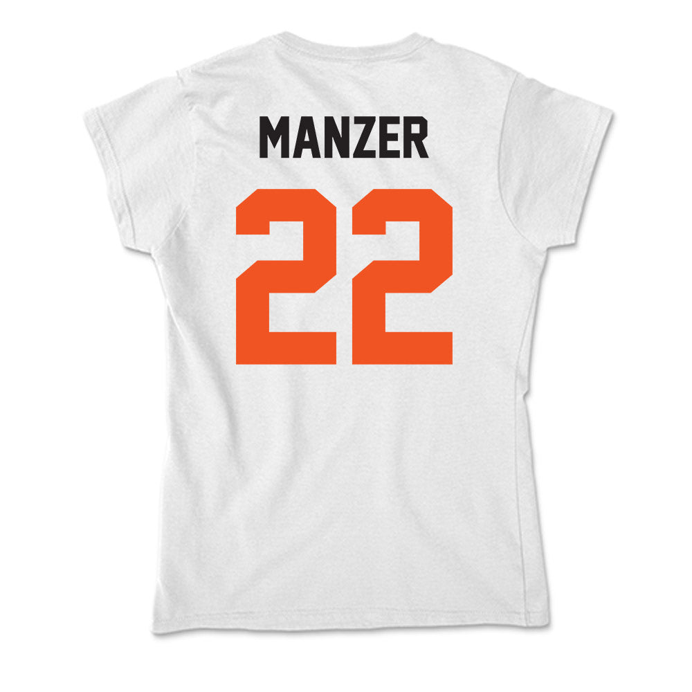 Oklahoma State - NCAA Men's Basketball : Brooks Manzer - Soft Style Women’s T-Shirt-1