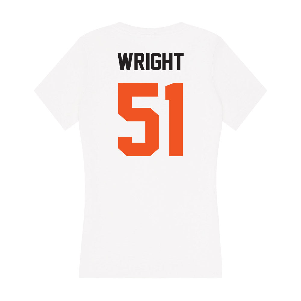 Oklahoma State - NCAA Men's Basketball : John-Michael Wright - Women's V-Neck T-Shirt-1