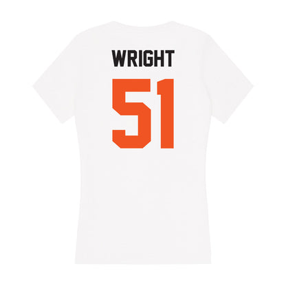 Oklahoma State - NCAA Men's Basketball : John-Michael Wright - Women's V-Neck T-Shirt-1