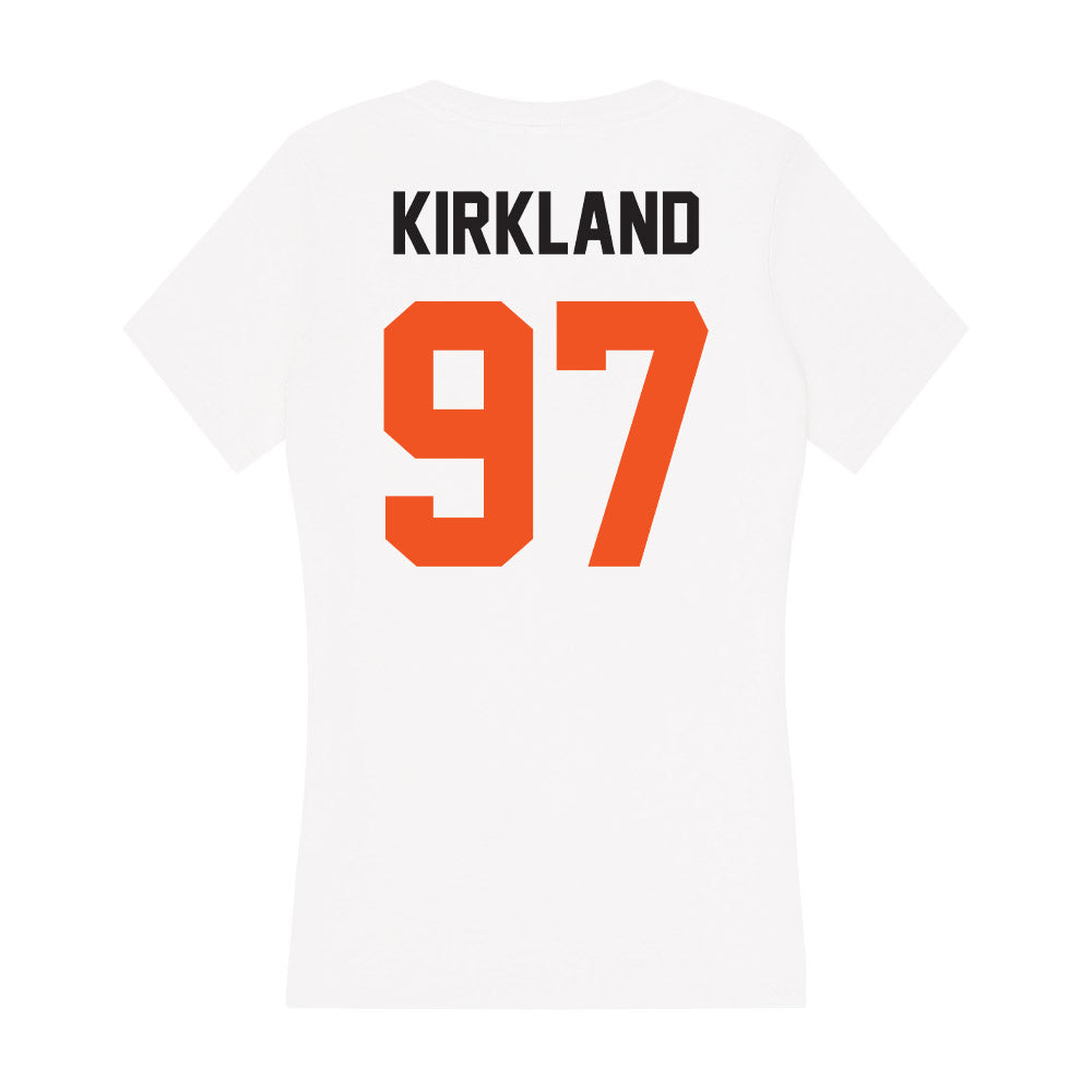 Oklahoma State - NCAA Football : Justin Kirkland - Women's V-Neck T-Shirt-1