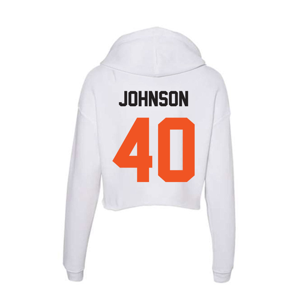 Oklahoma State - NCAA Baseball : Cole Johnson - Women's Crop Fleece Hoodie-1