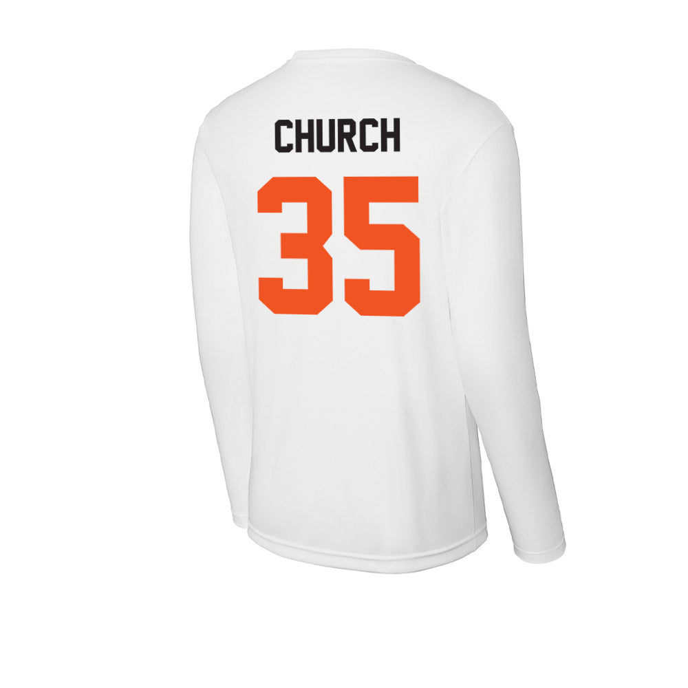 Oklahoma State - NCAA Men's Basketball : Weston Church - Activewear Long Sleeve T-Shirt