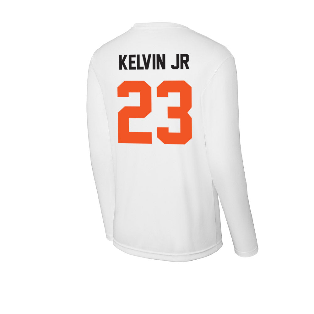 Oklahoma State - NCAA Men's Basketball : Mikey Kelvin Jr - Performance Long Sleeve T-Shirt-1