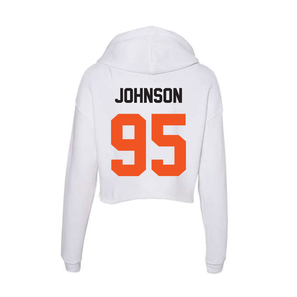 Oklahoma State - NCAA Football : Jaleel Johnson - Women's Crop Fleece Hoodie-1