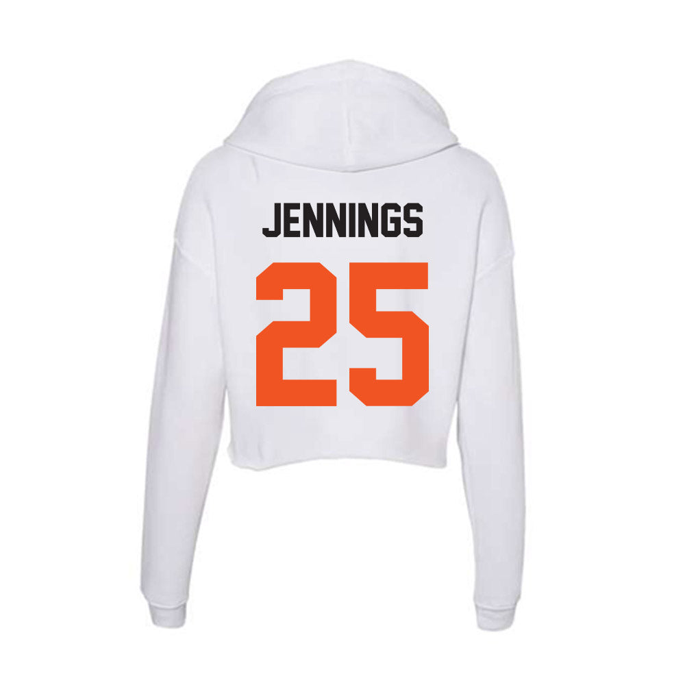 Oklahoma State - NCAA Men's Basketball : Robert Jennings - Women's Crop Fleece Hoodie-1