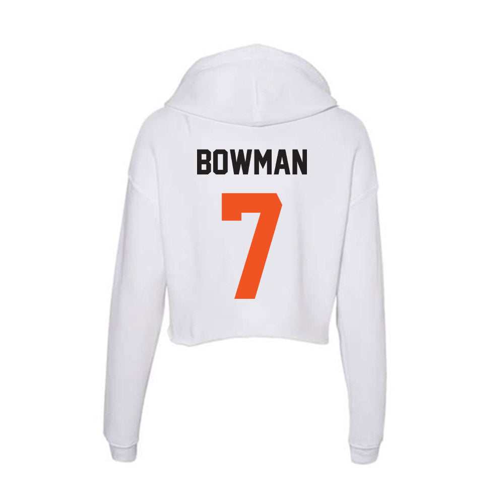 Oklahoma State - NCAA Football : Alan Bowman - Women's Crop Fleece Hoodie-1