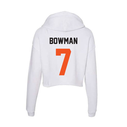 Oklahoma State - NCAA Football : Alan Bowman - Women's Crop Fleece Hoodie-1