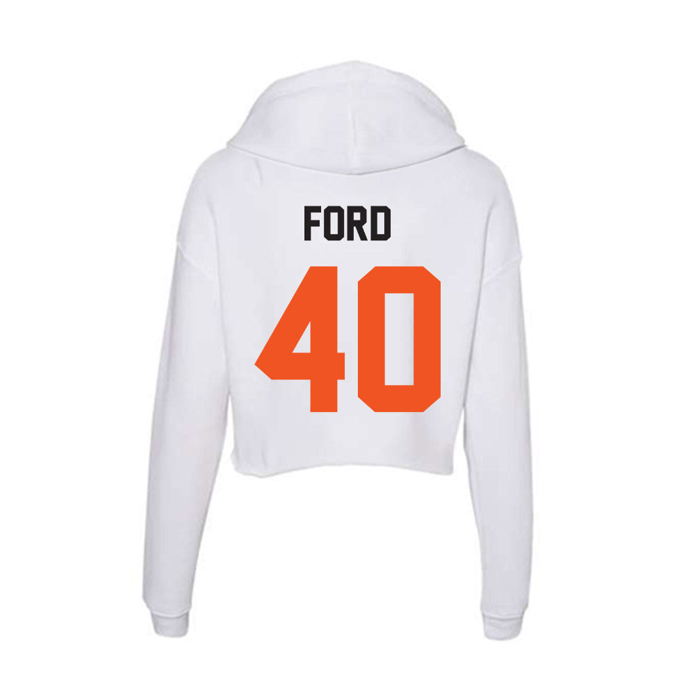 Oklahoma State - NCAA Football : Josh Ford - Women's Crop Fleece Hoodie-1