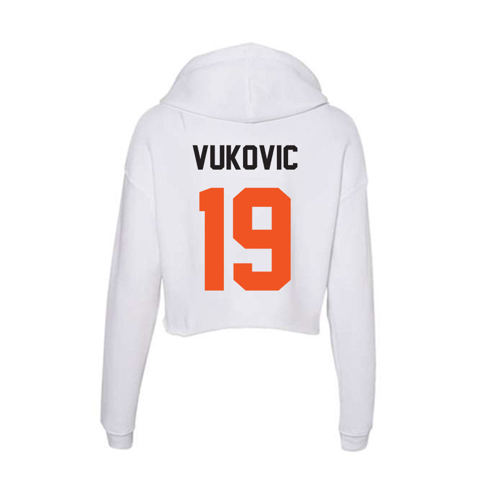 Oklahoma State - NCAA Men's Basketball : Andrija Vukovic - Women's Crop Fleece Hoodie-1