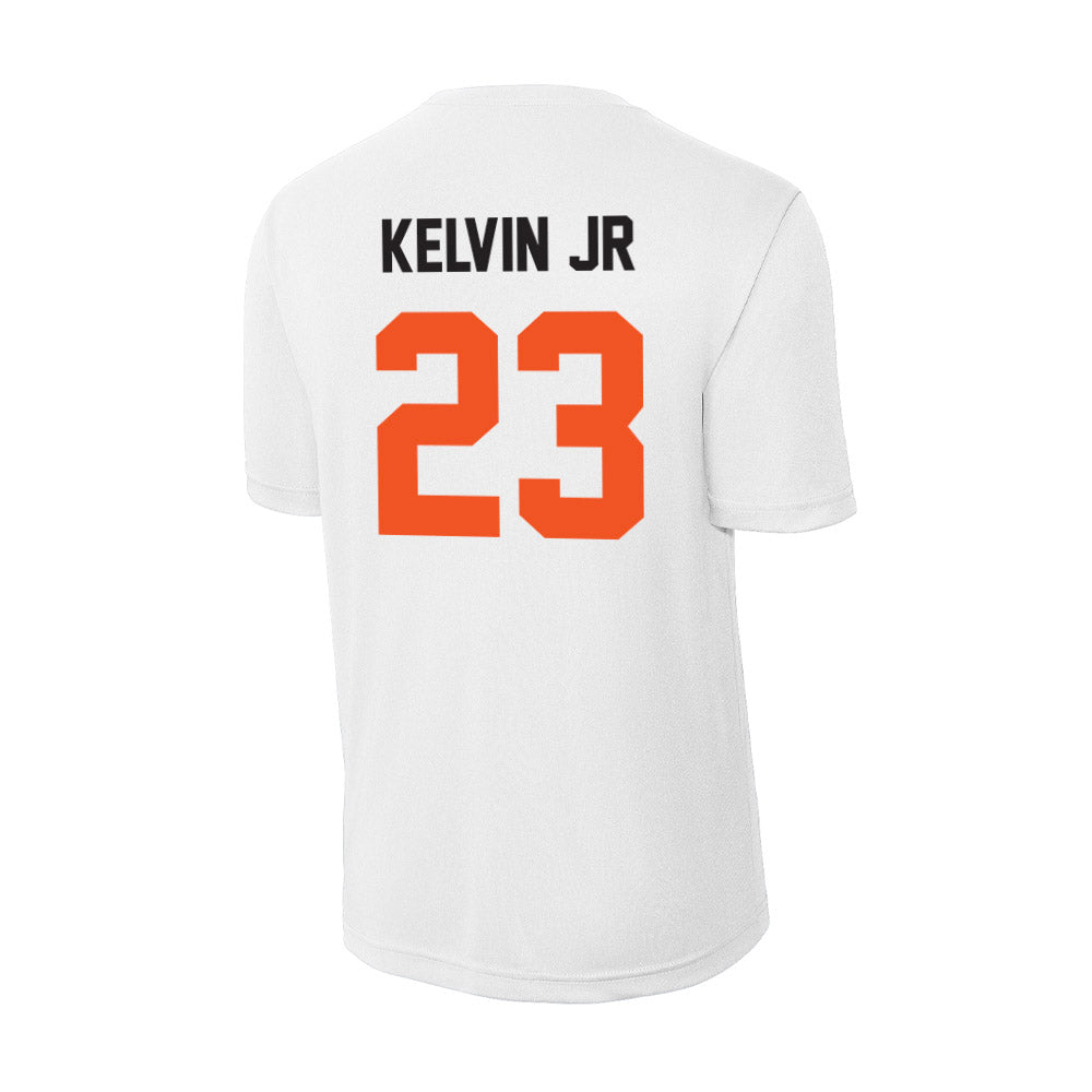 Oklahoma State - NCAA Men's Basketball : Mikey Kelvin Jr - Performance T-Shirt-1