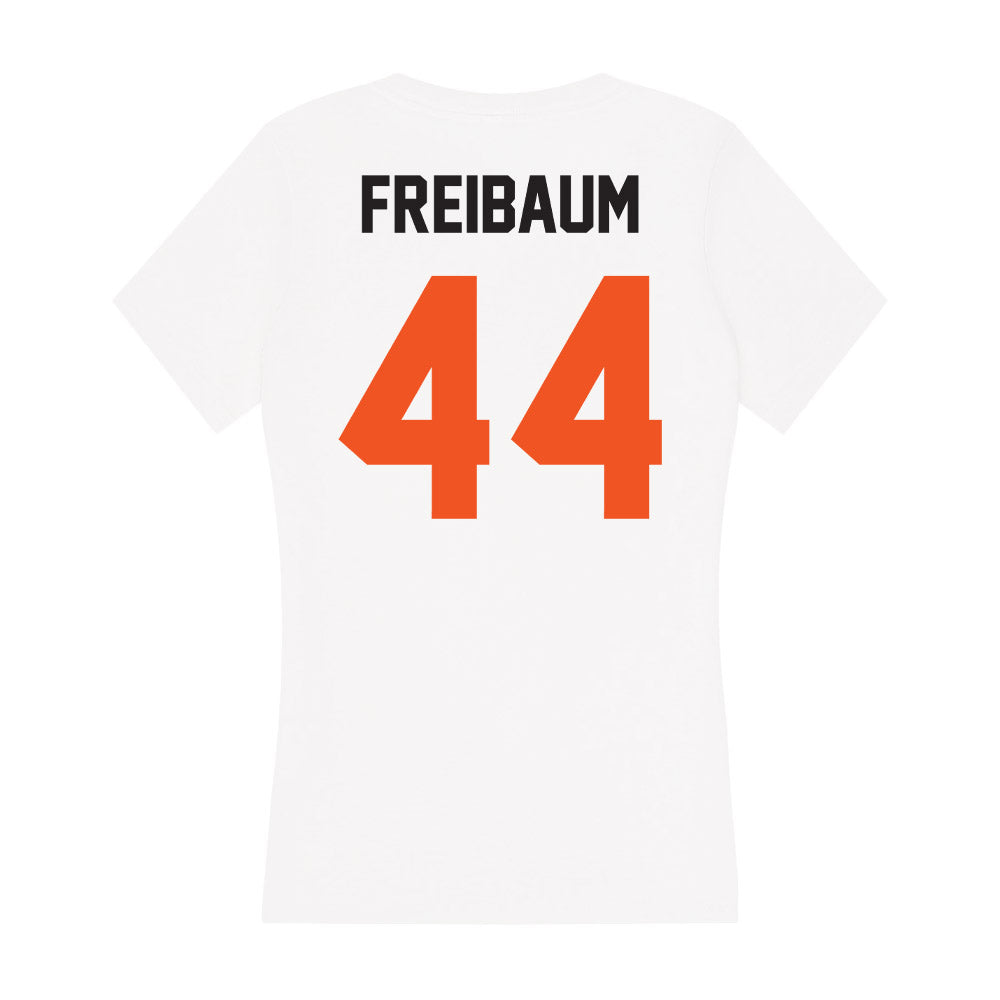 Oklahoma State - NCAA Football : Shea Freibaum - Women's V-Neck T-Shirt-1