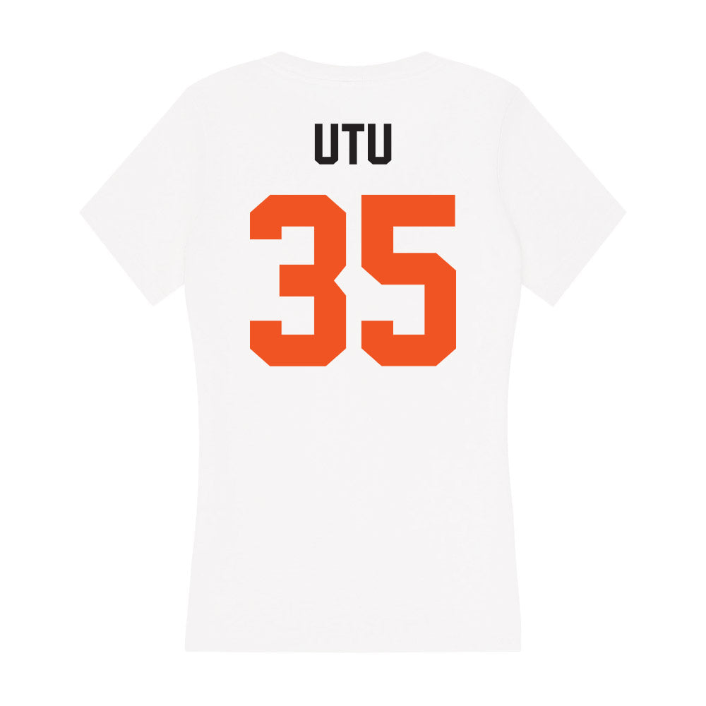 Oklahoma State - NCAA Football : Poasa Utu - Women's V-Neck T-Shirt-1