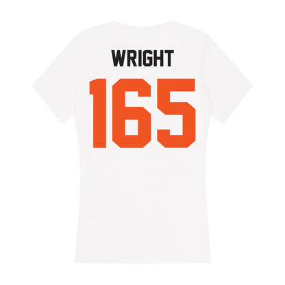 Oklahoma State - NCAA Wrestling : Jaxen Wright - Women's V-Neck T-Shirt-1