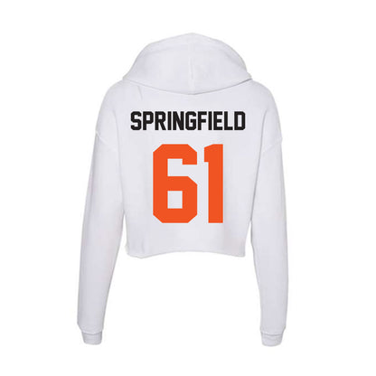 Oklahoma State - NCAA Football : Jake Springfield - Women's Crop Fleece Hoodie-1