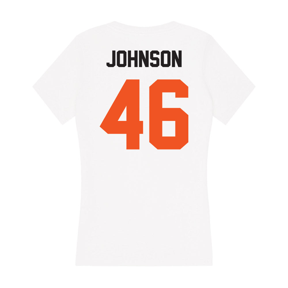 Oklahoma State - NCAA Football : Temerrick Johnson - Women's V-Neck T-Shirt-1