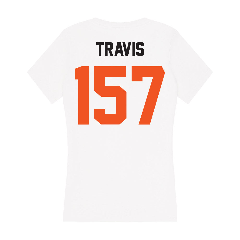 Oklahoma State - NCAA Wrestling : Teague Travis - Women's V-Neck T-Shirt-1