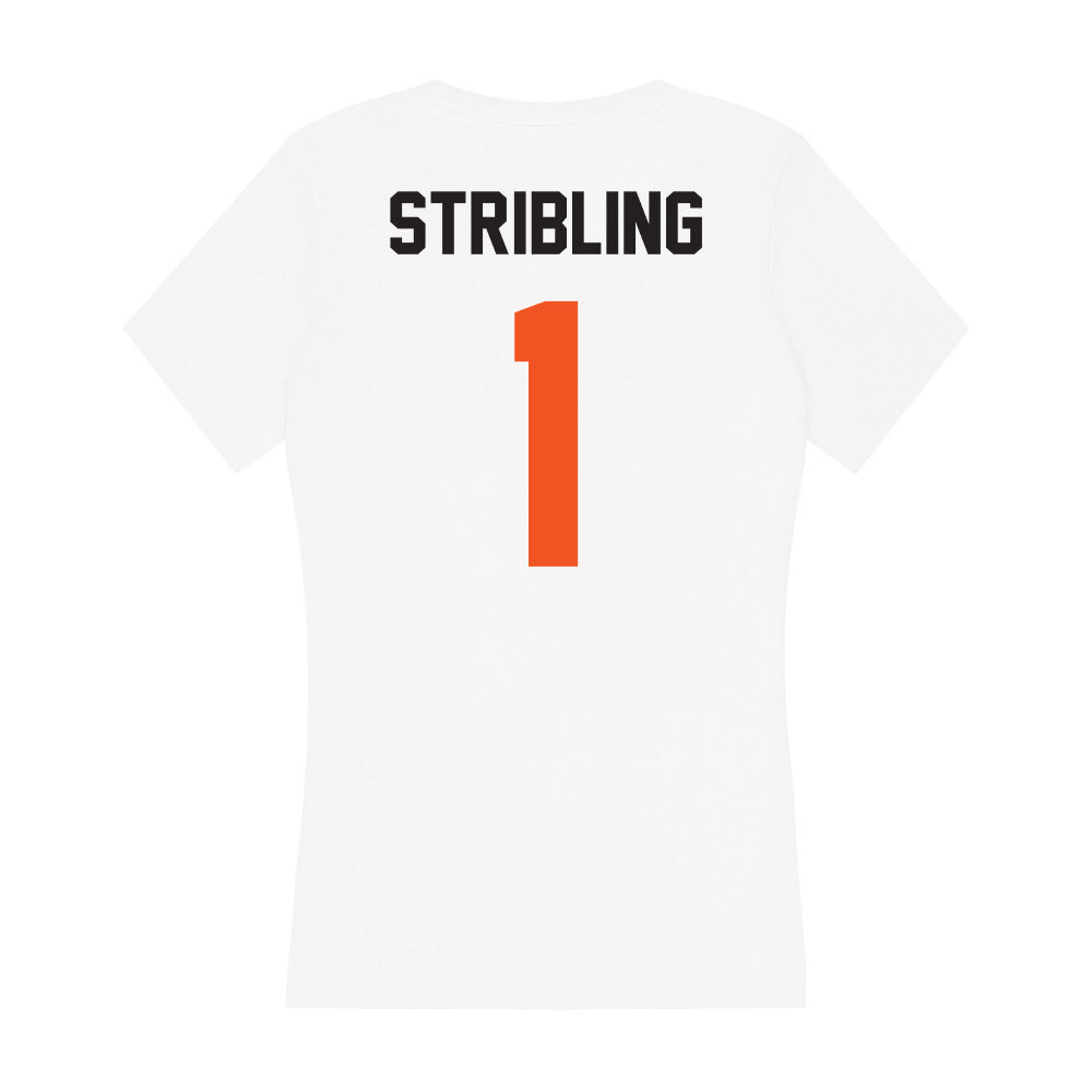 Oklahoma State - NCAA Football : De'zhaun Stribling - Women's V-Neck T-Shirt-1