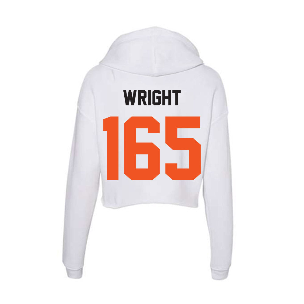 Oklahoma State - NCAA Wrestling : Jaxen Wright - Women's Crop Fleece Hoodie-1