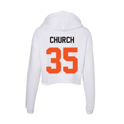 Oklahoma State - NCAA Men's Basketball : Weston Church - Women's Crop Fleece Hoodie-1