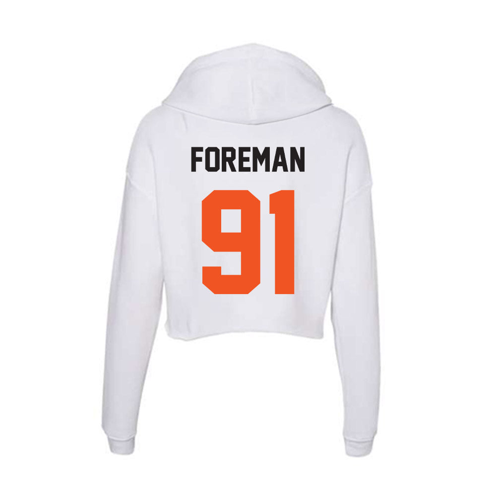 Oklahoma State - NCAA Football : Jaedon Foreman - Women's Crop Fleece Hoodie-1