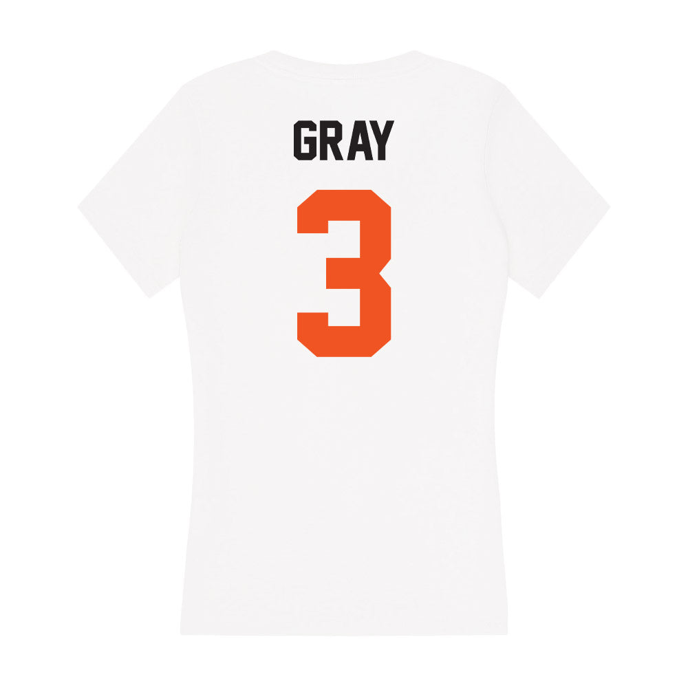 Oklahoma State - NCAA Women's Basketball : Micah Gray - Women's V-Neck T-Shirt-1