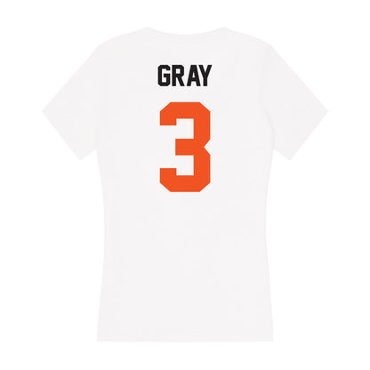 Oklahoma State - NCAA Women's Basketball : Micah Gray - Women's V-Neck T-Shirt-1