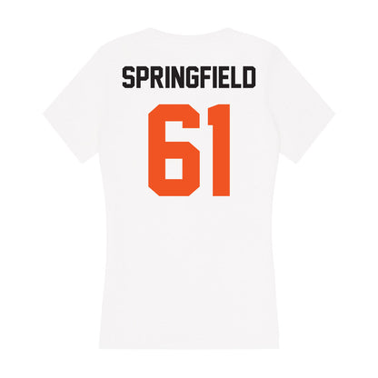 Oklahoma State - NCAA Football : Jake Springfield - Women's V-Neck T-Shirt-1