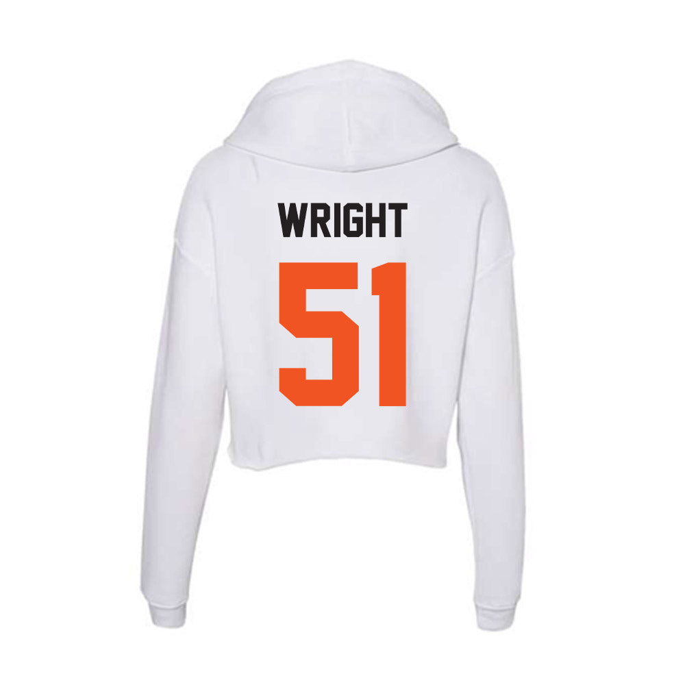 Oklahoma State - NCAA Men's Basketball : John-Michael Wright - Women's Crop Fleece Hoodie-1