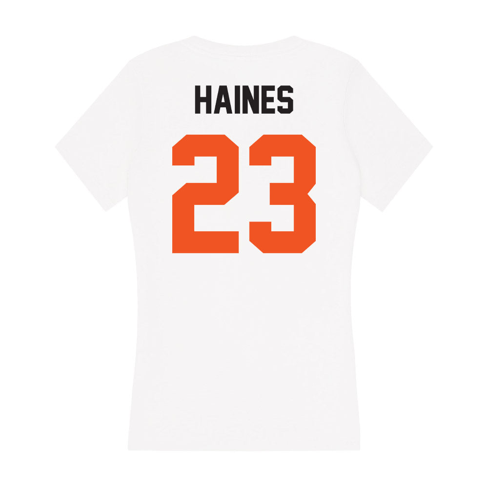 Oklahoma State - NCAA Women's Soccer : Megan Haines - Women's V-Neck T-Shirt-1