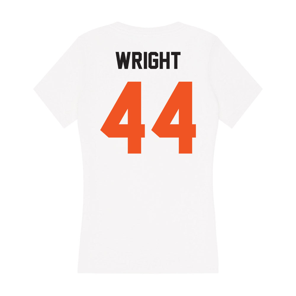 Oklahoma State - NCAA Football : Justin Wright - Women's V-Neck T-Shirt-1