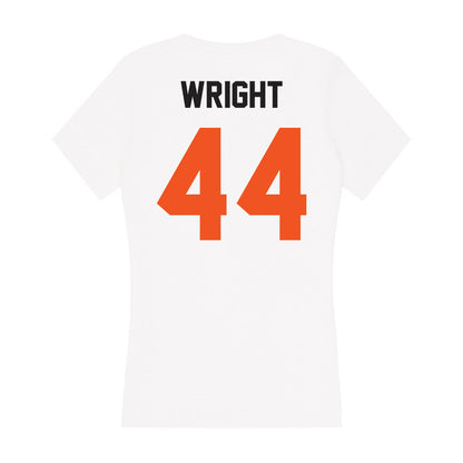 Oklahoma State - NCAA Football : Justin Wright - Women's V-Neck T-Shirt-1