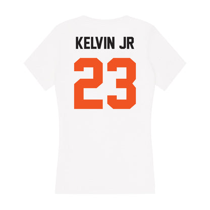 Oklahoma State - NCAA Men's Basketball : Mikey Kelvin Jr - Women's V-Neck T-Shirt-1